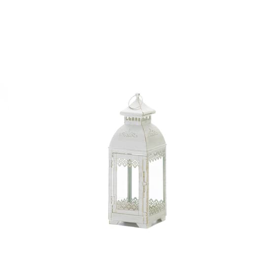 13&#x22; Rustic Metal White Lace Victorian Style Domed Lantern